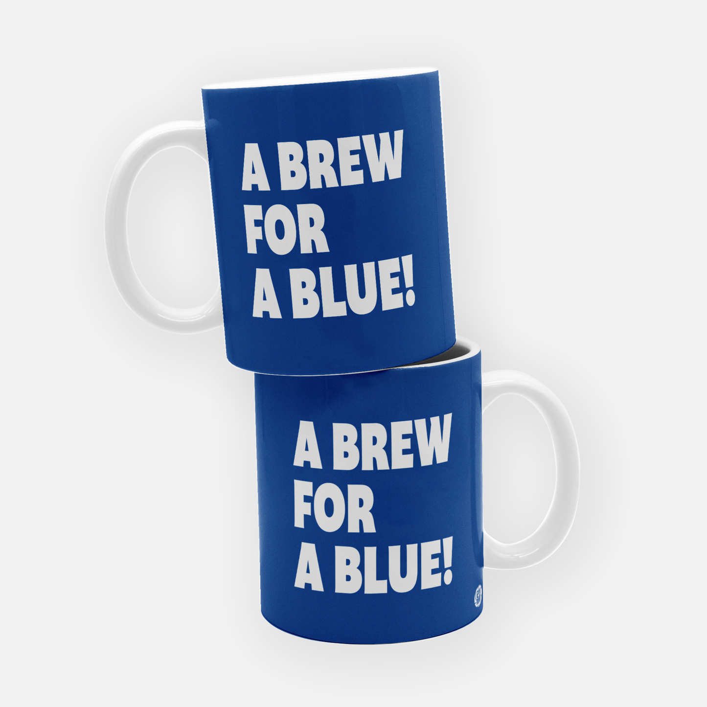 Chelsea FC mug featuring the slogan 'A Brew for a Blue,' in the club’s signature blue colors, perfect for Chelsea fans to enjoy their tea or coffee.