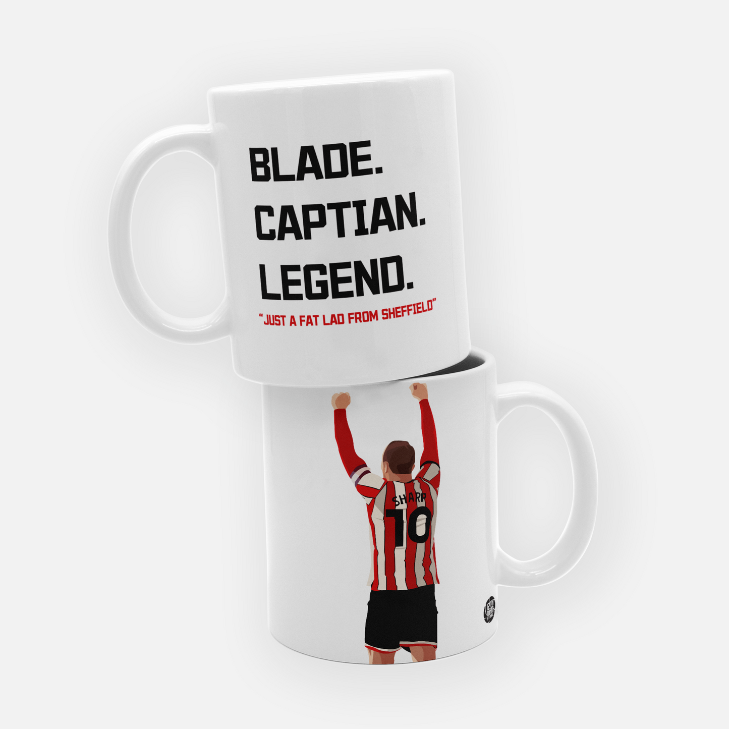 Celebrate Billy Sharp’s legendary Sheffield United career with this bold mug, featuring his iconic image in red and white. A must-have for Blades fans!